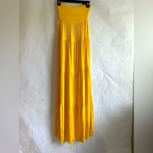 Body Central Elegant Yellow Maxi Strapless Dress